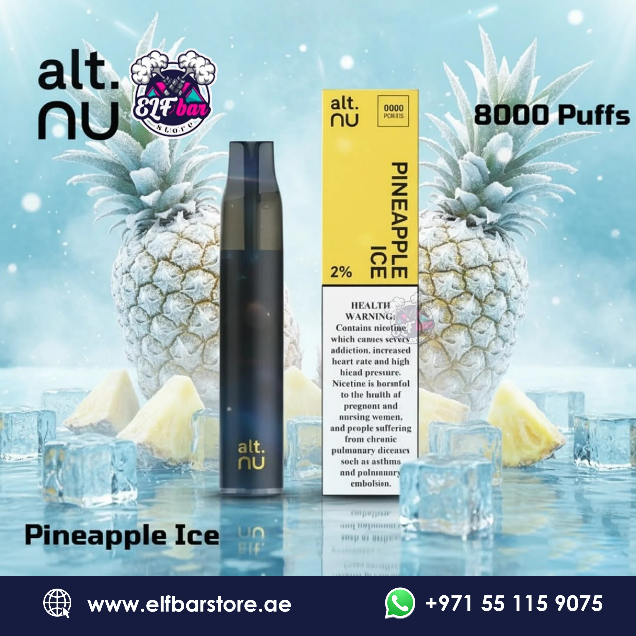 Alt Nu 8000 Puffs PINEAPPLE ICE Disposable Vape 20mg in Dubai UAE Alt Nu 8000 Puffs PINEAPPLE ICE Disposable Vape 20mg in Dubai UAE