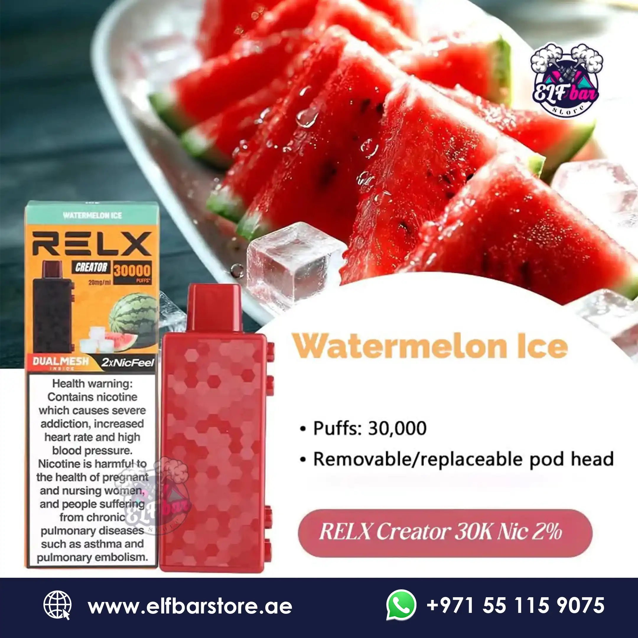 Relx Creator 30k Puffs Watermelon Ice in Dubai