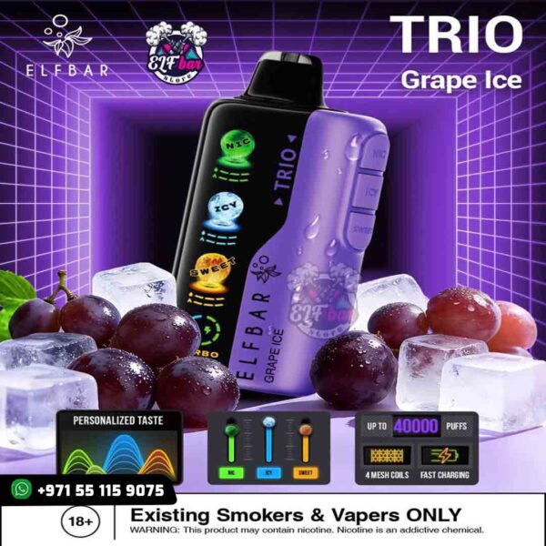 ELFBAR Trio 40000 Puffs Grape Ice in UAE