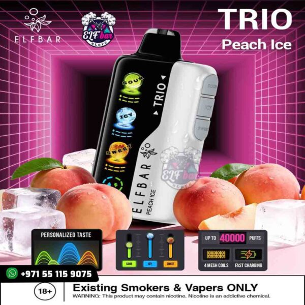 Elfbar Trio 40000 Puffs Peach Ice in UAE