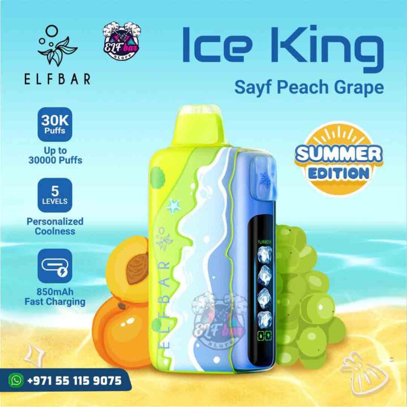 ELFBar Ice King 30000 Puffs Sayf Peach Grape in Dubai