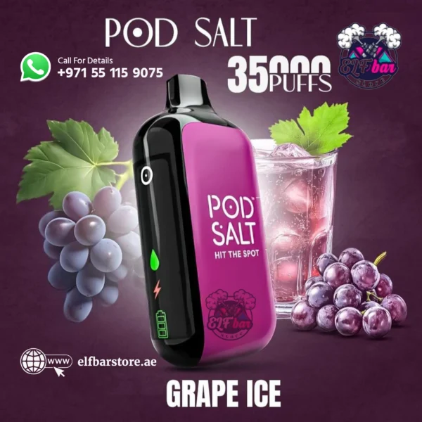 Pod Salt 35000 Puffs Disposable Vape Grape Ice – Ultra-Long Cooling Satisfaction