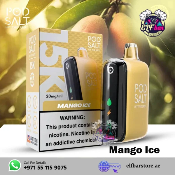 Podsalt 15000 Puffs Mango Ice | 2% Nicotine Vape Dubai