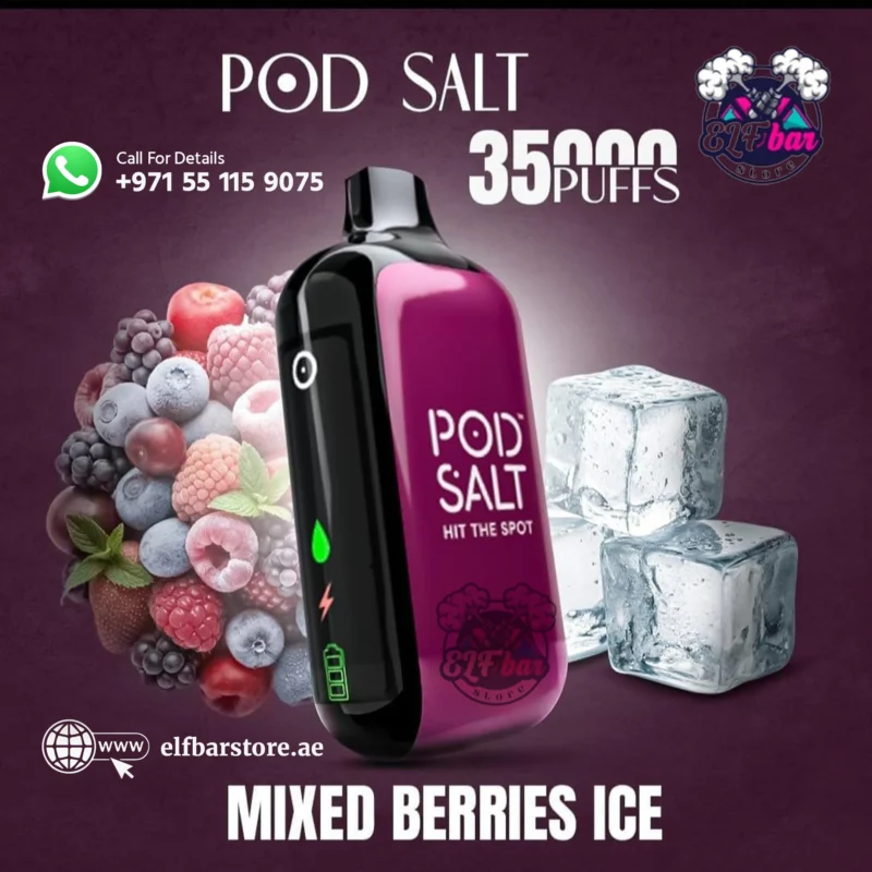 Pod Salt 35000 Puffs Disposable Vape Mixed Berries Ice – Ultra-Long Cooling Berry Experience