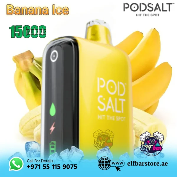 Podsalt 15000 Puffs Disposable Vape – Long-Lasting Banana Ice Flavor for UAE Vapers