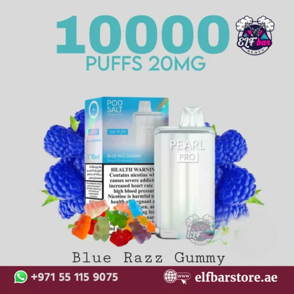 POD SALT Pearl Pro 10000 Puffs Blue Razz Gummy – A High-Capacity Disposable Vape for UAE Vapers