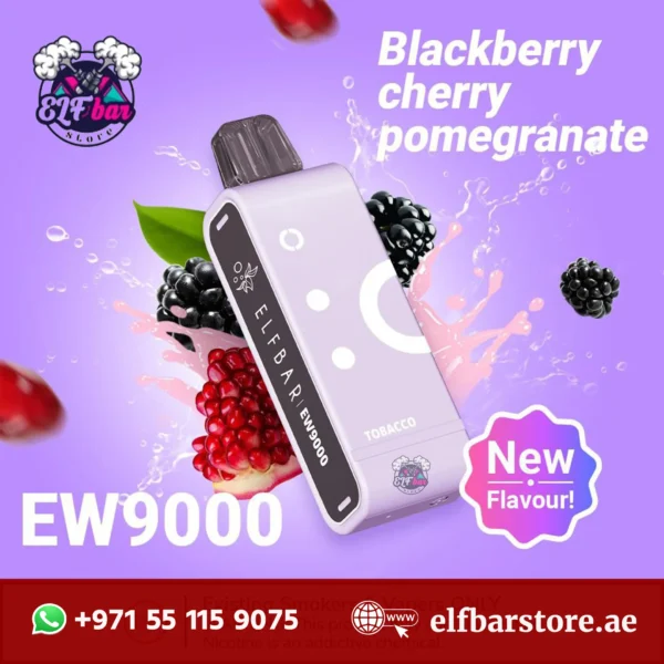 Elf Bar EW9000 Replacement Pods Prefilled 9000 Puffs Blackberry Cherry Promegranate