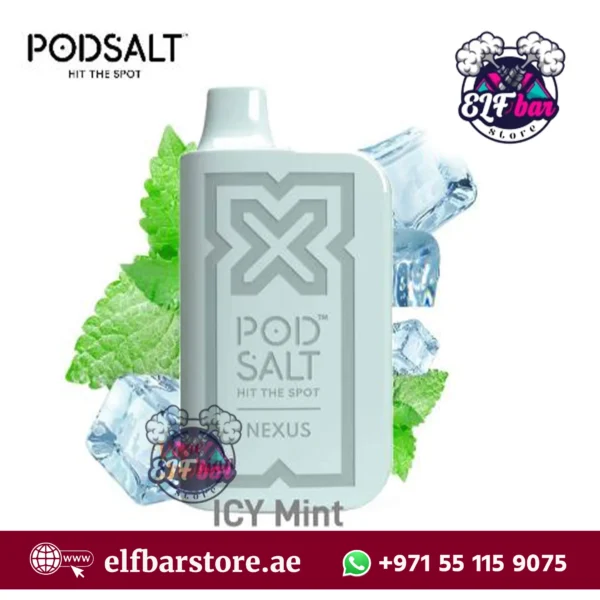 PodSalt Nexus 6000 Puffs Icy Mint Disposable Vape – Long-Lasting Cooling Flavor for UAE Vapers