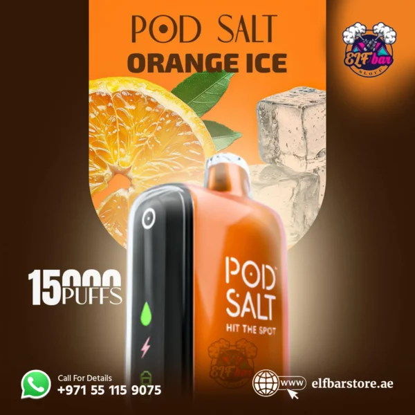 Podsalt 15000 Puffs ORANGE ICE – Long-Lasting Disposable Vape for UAE Vapers
