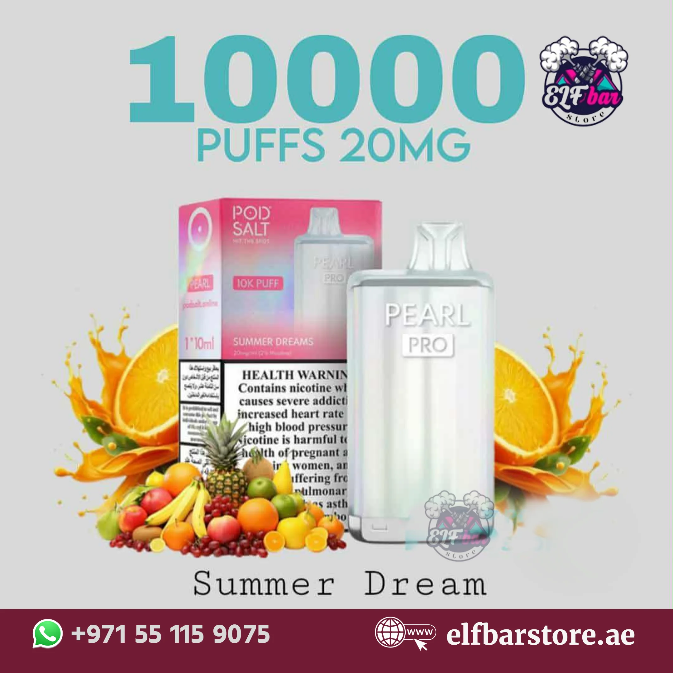 POD SALT Pearl Pro 10000 Puffs Disposable Vape – Summer Dream POD SALT Pearl Pro 10000 Puffs Disposable Vape – Summer Dream