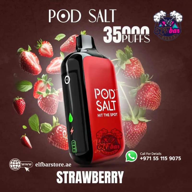 Pod Salt 35000 Puffs Disposable Vape Strawberry – Long-Lasting Power in Dubai