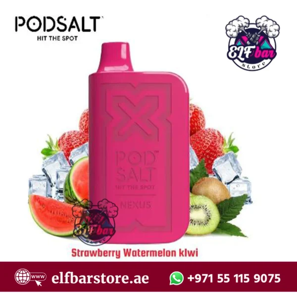 PodSalt Nexus 6000 Puffs Strawberry Watermelon Kiwi Disposable Vape – A Flavor-Rich Long-Lasting Device for UAE Vapers