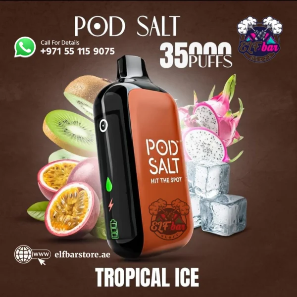 Pod Salt 35000 Puffs Disposable Vape Tropical Ice – Long-Lasting Cooling Power in Dubai