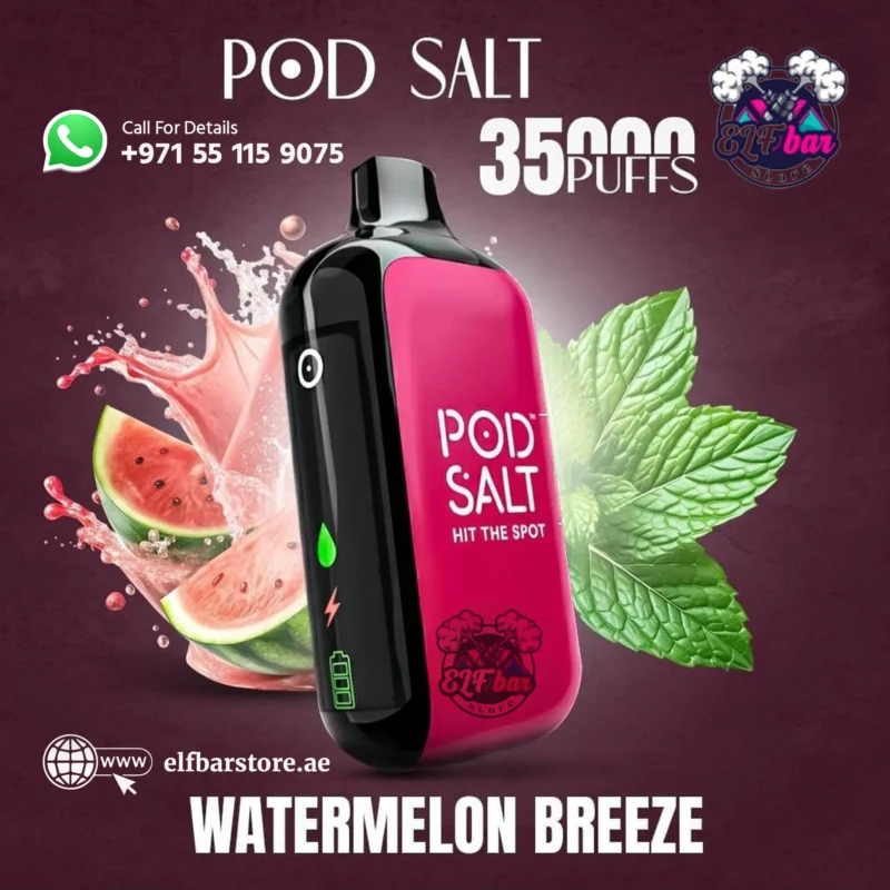 Pod Salt 35000 Puffs Disposable Vape Watermelon Breeze – Long-Lasting Freshness in Dubai