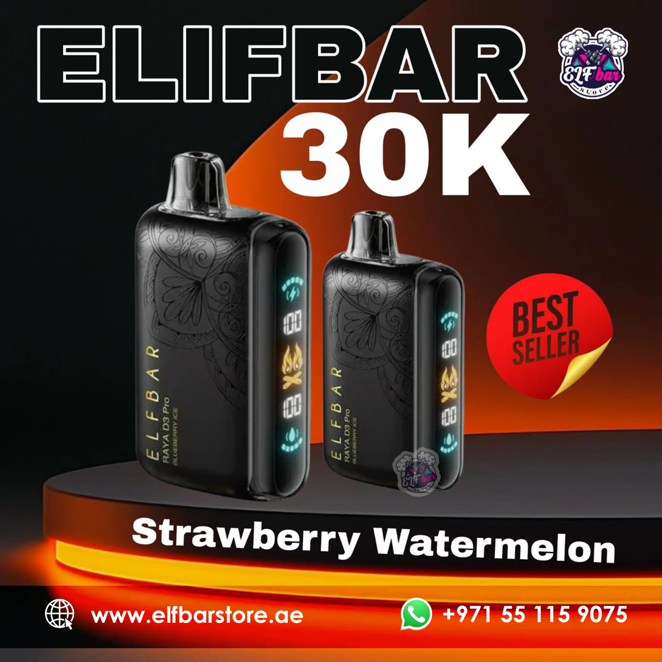 Buy Elfbar Raya D3 Pro 30000 Puffs Strawberry Watermelon in UAE – Fast  Delivery