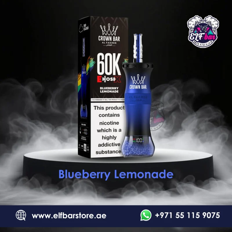 Al Fakher Crown Bar E Hose X 60000 Puffs Blueberry Lamonade in UAE