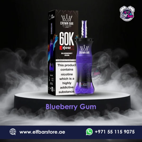 Al Fakher Crown Bar E Hose X 60k Puffs Blueberry gum in Dubai UAE