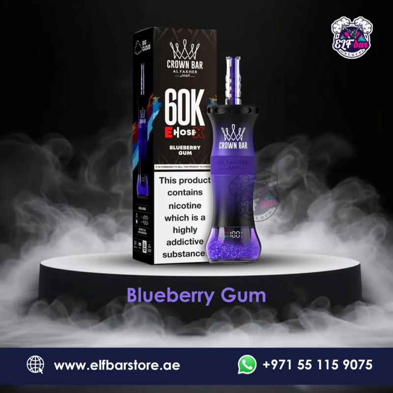 Al Fakher Crown Bar E Hose X 60k Puffs Blueberry gum in Dubai UAE