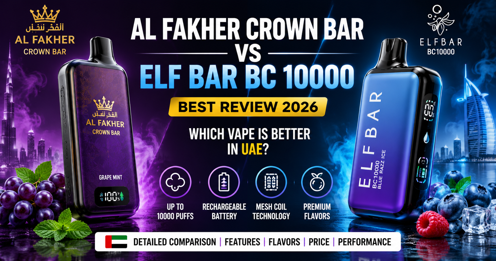 Al Fakher Crown Bar vs Elf Bar BC 10000 Vape Best Review 2026