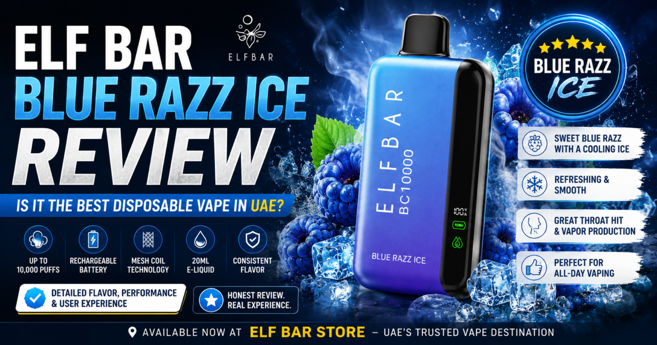 Elf Bar Blue Razz Ice Review in Dubai Abu Dhabi UAE | Flavor & Performance