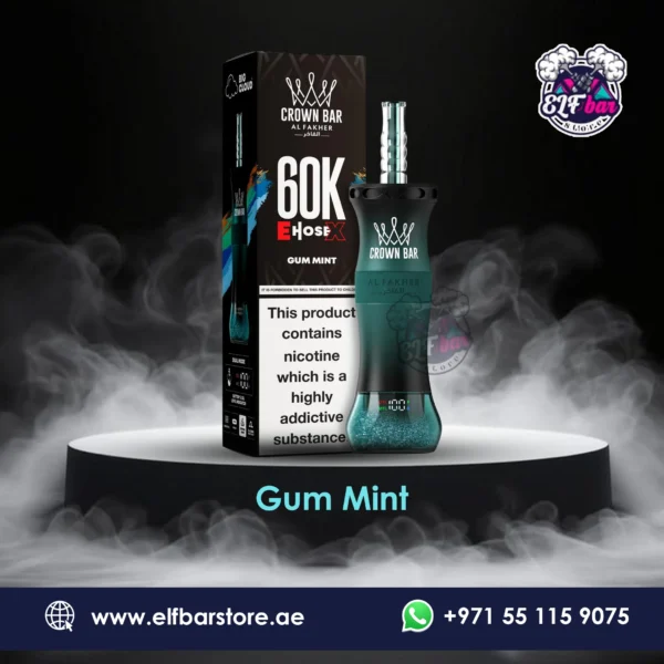 Al Fakher Crown Bar E Hose X 60k Puffs Gum Mint in Dubai UAE