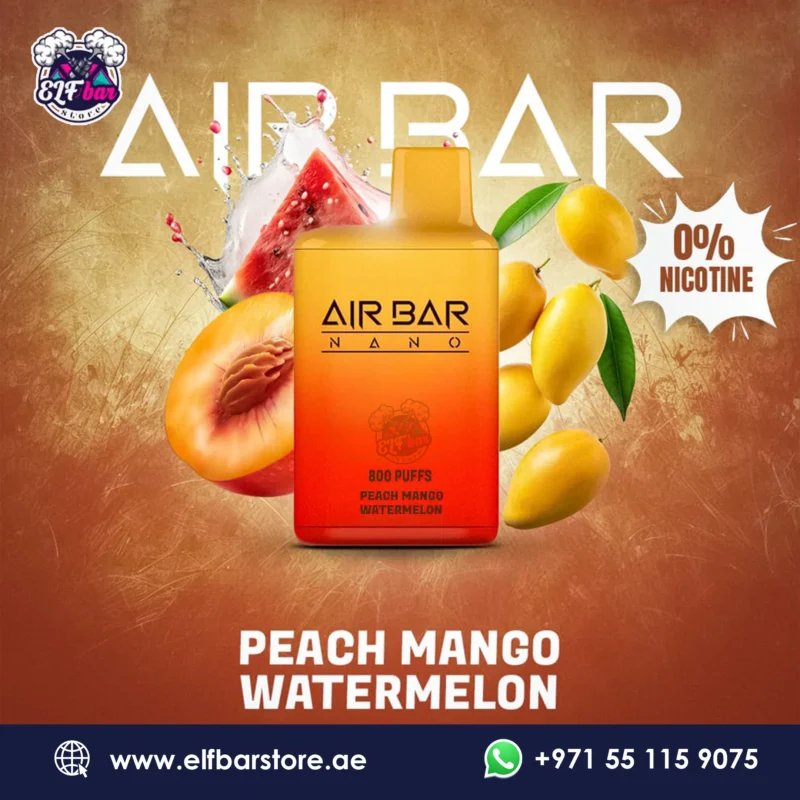 Air Bar Nano 800 Puffs Zero Nicotine Peach Mango Watermelon Disposable Vape in Dubai UAE
