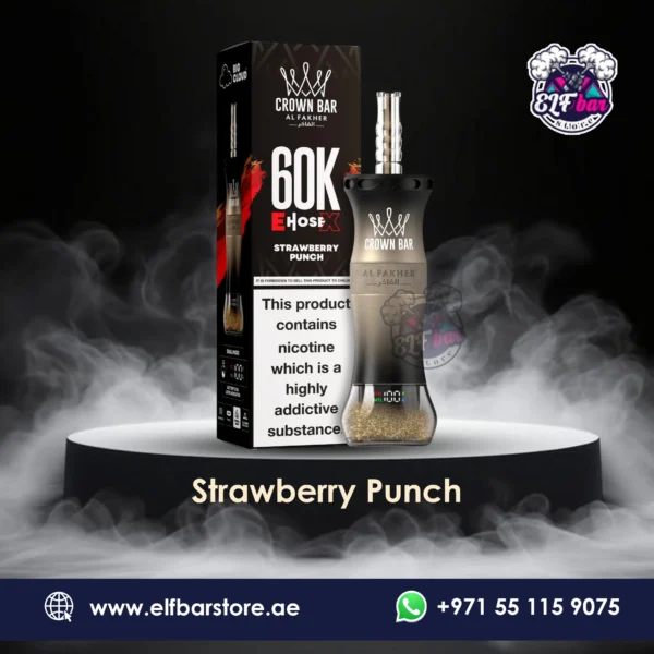 Al Fakher Crown Bar E Hose X 60000 Puffs Strawberry Punch in UAE
