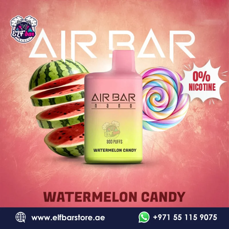 Air Bar Nano 800 Puffs Zero Nicotine Watermelon Candy Disposable Vape in Dubai UAE