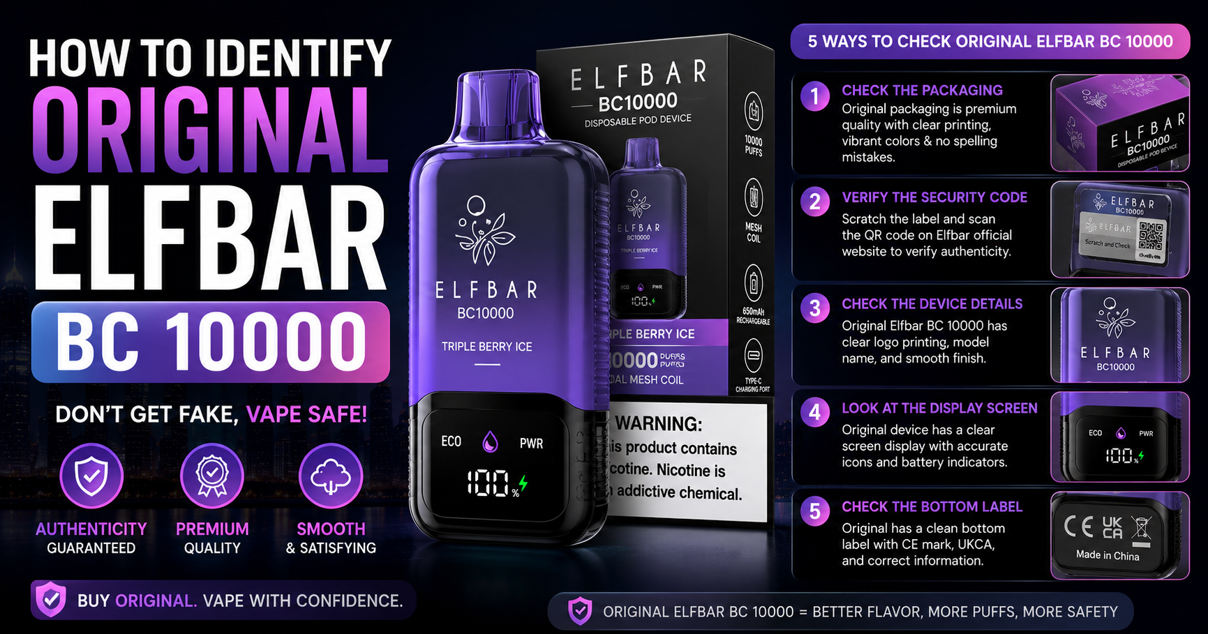 How to identify original Elfbar BC 10000