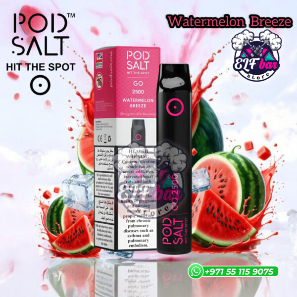 Pod Salt Go Watermelon Breeze 2500 Puffs in Ras Al Khaimah UAE
