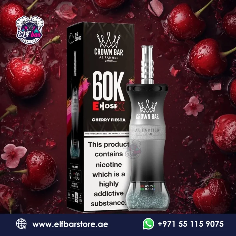Al Fakher Crown Bar E Hose X 60k Puffs Cherry Fiesta in Dubai UAE