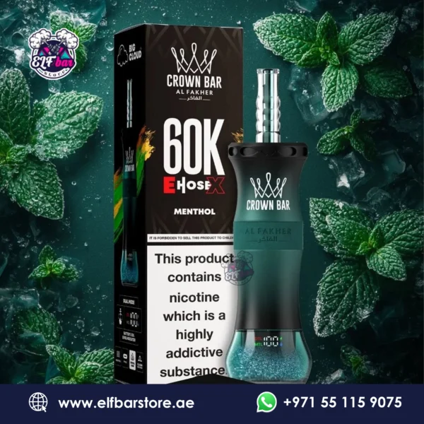 Al Fakher Crown Bar E Hose X 60000 Puffs Menthol in Sharjah UAE
