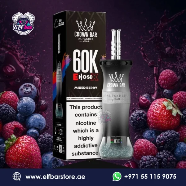 Al Fakher Crown Bar E Hose X 60000 Puffs Mixed Berry in Dubai UAE