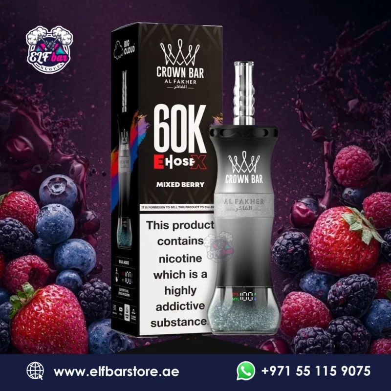 Al Fakher Crown Bar E Hose X 60000 Puffs Mixed Berry in Dubai UAE