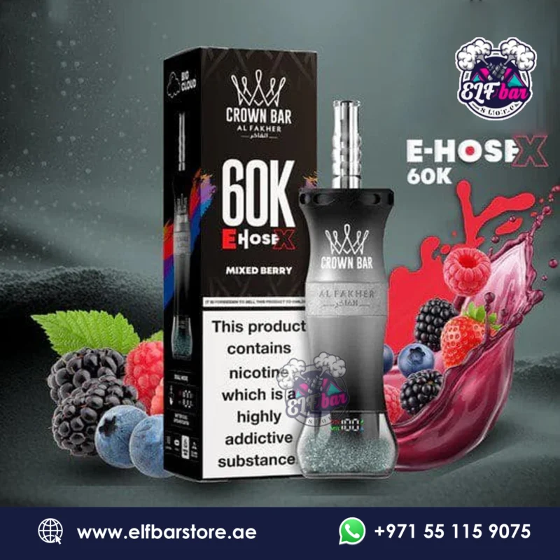 Al Fakher Crown Bar E Hose X 60k Puffs Mixed Berry in Abu Dhabi UAE