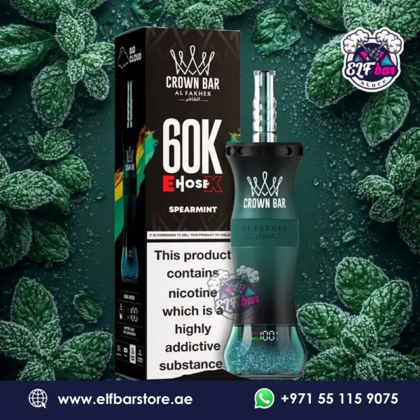 Al Fakher Crown Bar E Hose X 60000 Puffs Spearmint in Dubai UAE