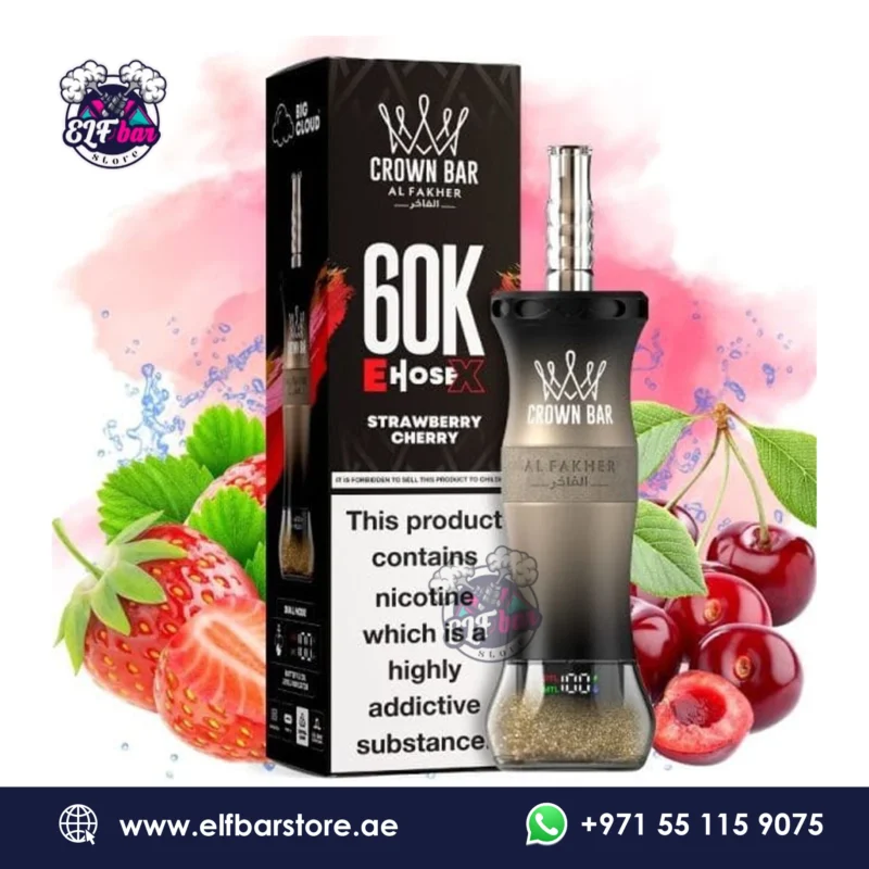 Al Fakher Crown Bar E Hose X 60k Puffs Strawberry Cherry in Ajman UAE