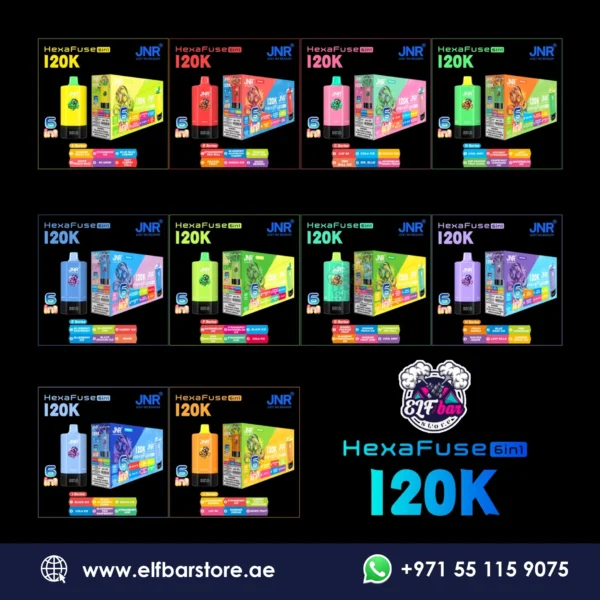 JNR HexaFuse 120K Puffs 6in1 Disposable Vape in Dubai UAE