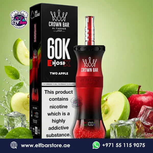 Al Fakher Crown Bar E Hose X 60k Puffs Two Apple in Dubai UAE