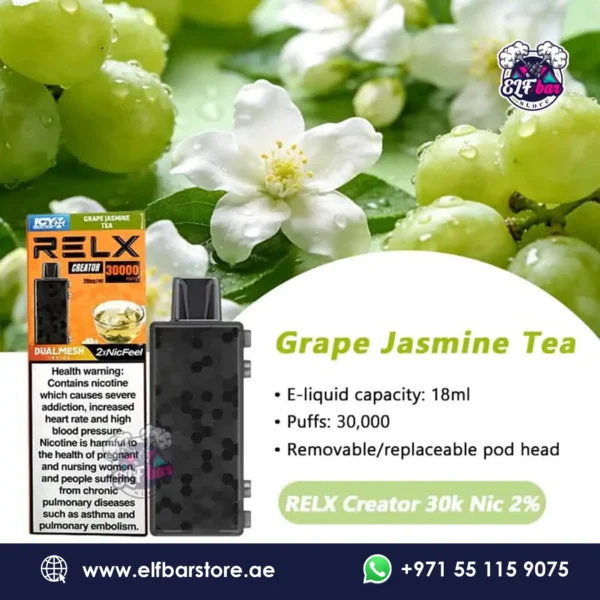 Relx Creator 30000 Puffs Grape Jasmine Tea in Dubai UAE