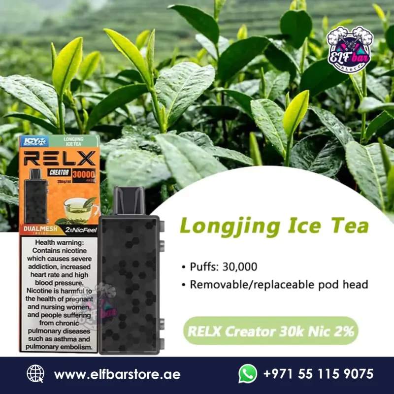 Relx Creator 30k Puffs Longjing Ice Tea in Dubai