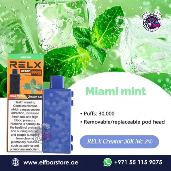 Relx Creator 30000 Puffs Miami Mint in Dubai